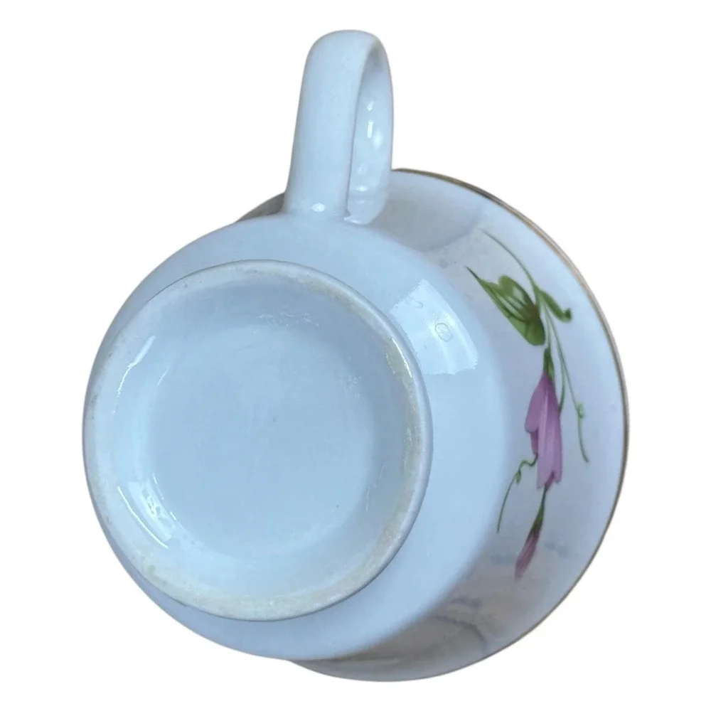 Teleflora Porcelain Tea Cup Saucer Set Pink Morning Glory Floral‎ Gold Trim